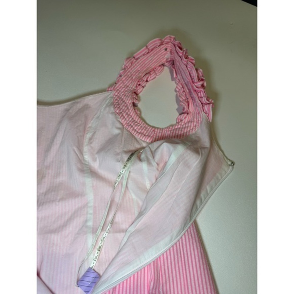 Lilly Pulitzer Mini Dress Size 6, Pink Seersucker Ruffle Straps - Picture 6 of 9